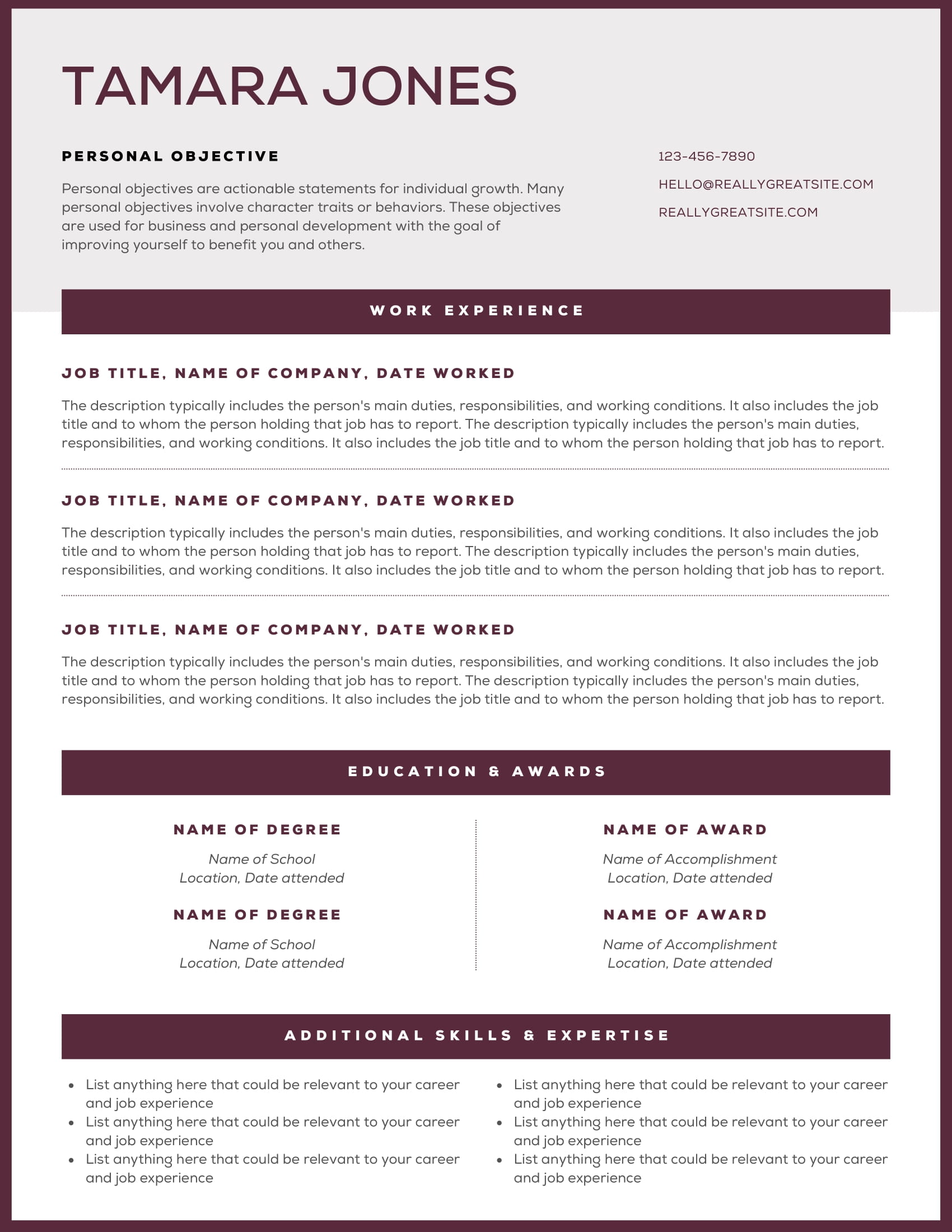 Resume Example 4 - Northern CV